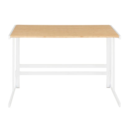 Industrial Office Desk with Bamboo Top in natural finish and white frame on Tampa Home & Garden Store