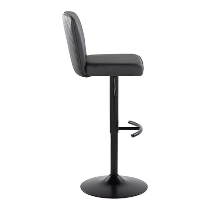 Contemporary adjustable barstool with swivel in black faux leather, rounded T-footrest on Tampa Home & Garden Store