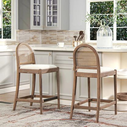 Panama Curved Back Cane Counter Stools Set of 2