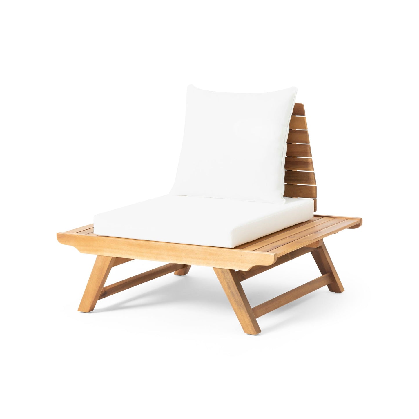 Sedona Outdoor Club Chair armless with white cushion and slatted design by HouseOfZazla on Tampa Home & Garden Store
