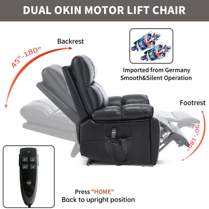 Black Leatheraire Heat Massage Recliner, black leather, remote by HouseOfZazla on Tampa Home & Garden Store