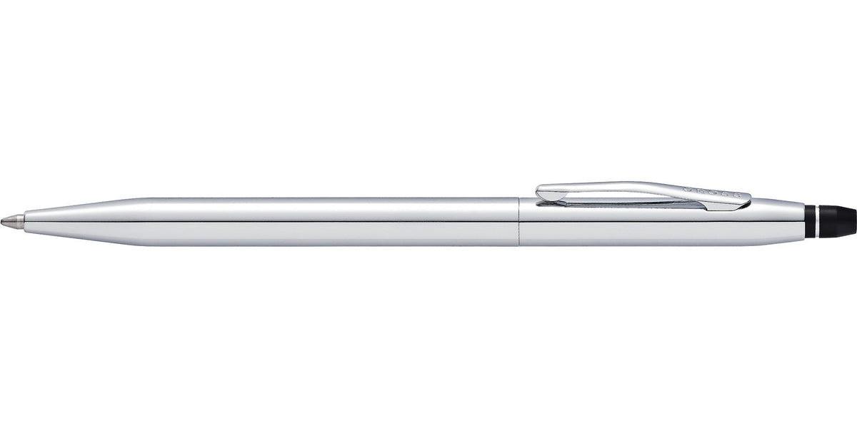 Click Chrome Ballpoint Pen by A.T. Cross, silver metal body with clip on Tampa Home & Garden Store