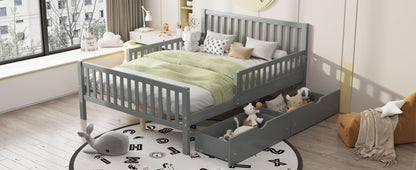 Gray platform bed with guardrails and 2 under-bed storage drawers by HouseOfZazla on Tampa Home & Garden Store