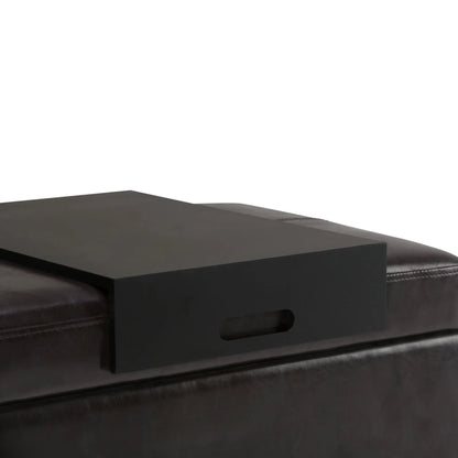 Oregon Contemporary Storage Ottoman With Tray in black faux leather by Unique Piece Furniture on Tampa Home & Garden Store