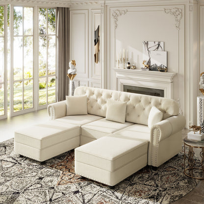 Upholstered Sofa Set with Nailhead and Pillows