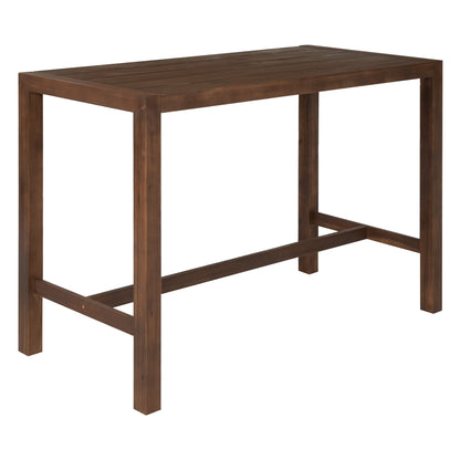 Patio Bar Table brown wood with slatted top and square legs part of 5-piece outdoor set on Tampa Home & Garden Store