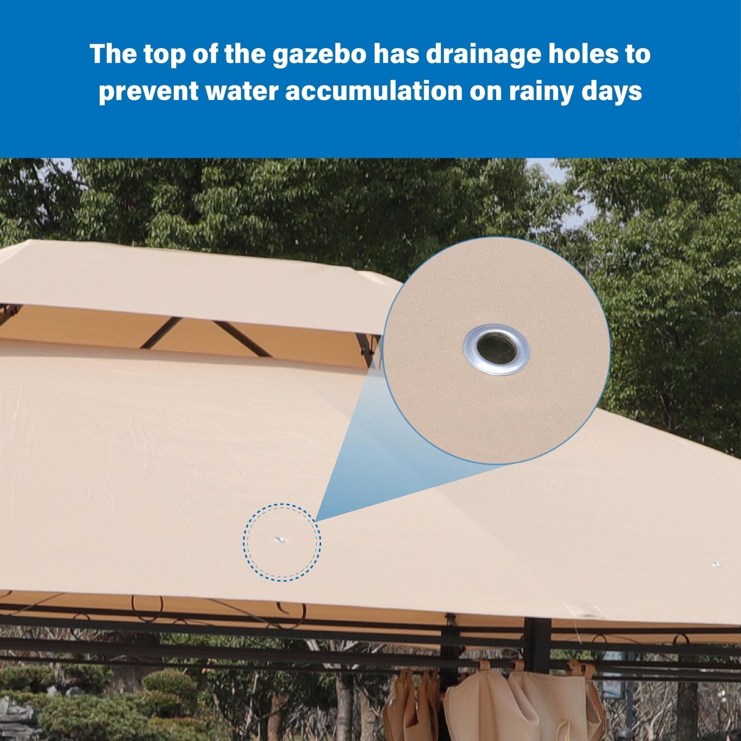 Khaki outdoor gazebo canopy tent with ventilated double roof by HouseOfZazla on Tampa Home & Garden Store