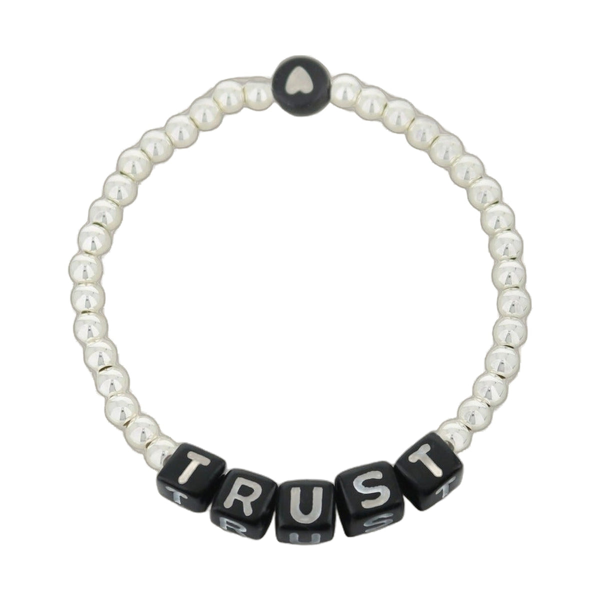 Lorelai Trust Silver 4mm Beads Bracelet black alphabet cubes by Lauren G Adams on Tampa Home & Garden Store
