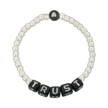 Lorelai Trust Silver 4mm Beads Bracelet black alphabet cubes by Lauren G Adams on Tampa Home & Garden Store