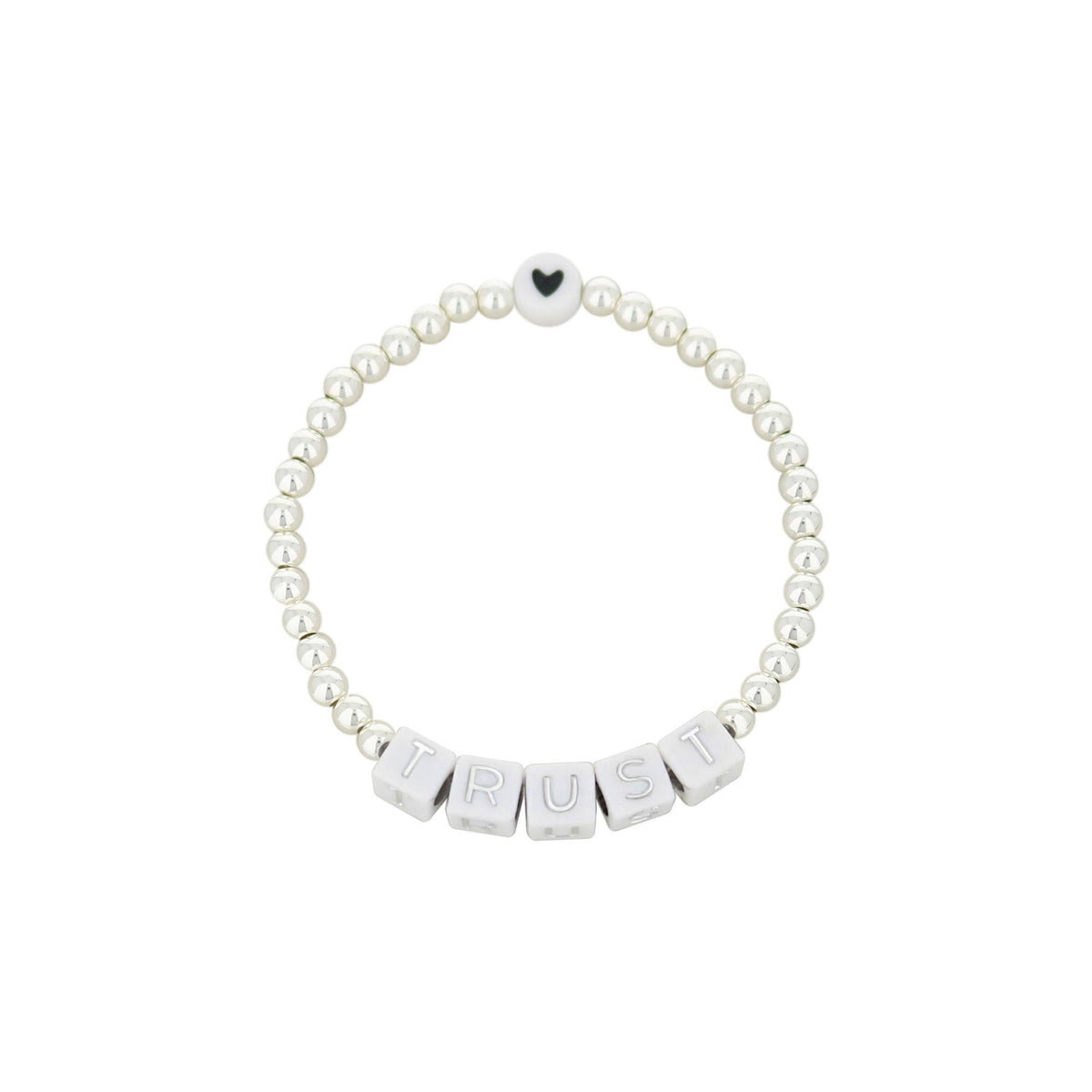 Lorelai Trust Silver 4mm Beads Bracelet with white letter cubes TRUST by Lauren G Adams on Tampa Home & Garden Store