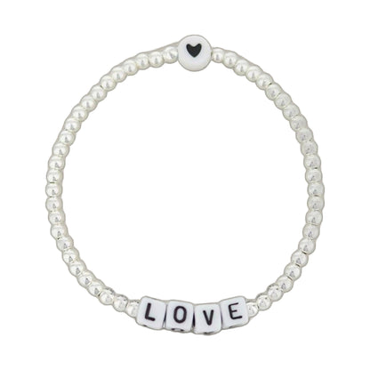 Lorelai Love Silver Beads Bracelet by Lauren G Adams with LOVE letters and heart charm on Tampa Home & Garden Store
