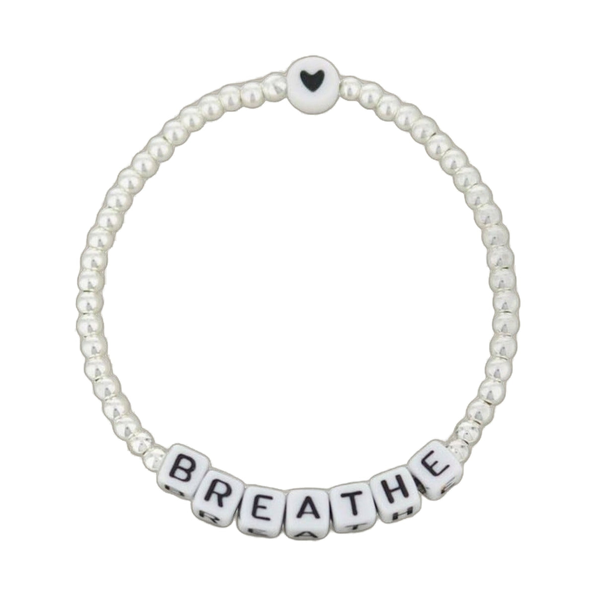 Lorelai Breathe Silver 3mm beads bracelet with heart charm and BREATHE letters by Lauren G Adams on Tampa Home & Garden Store