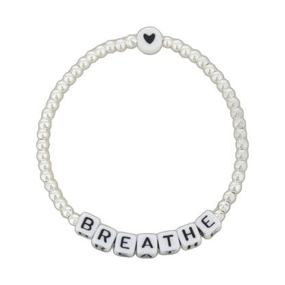 Lorelai Breathe Silver 3mm beads bracelet with heart charm and BREATHE letters by Lauren G Adams on Tampa Home & Garden Store