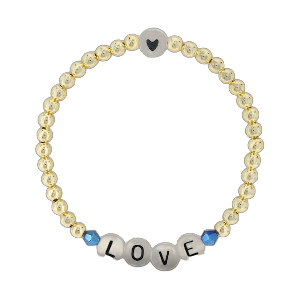 Lorelai Love 14k Gold Filled 4mm Beads Bracelet with gray heart charm and blue beads on Tampa Home & Garden Store