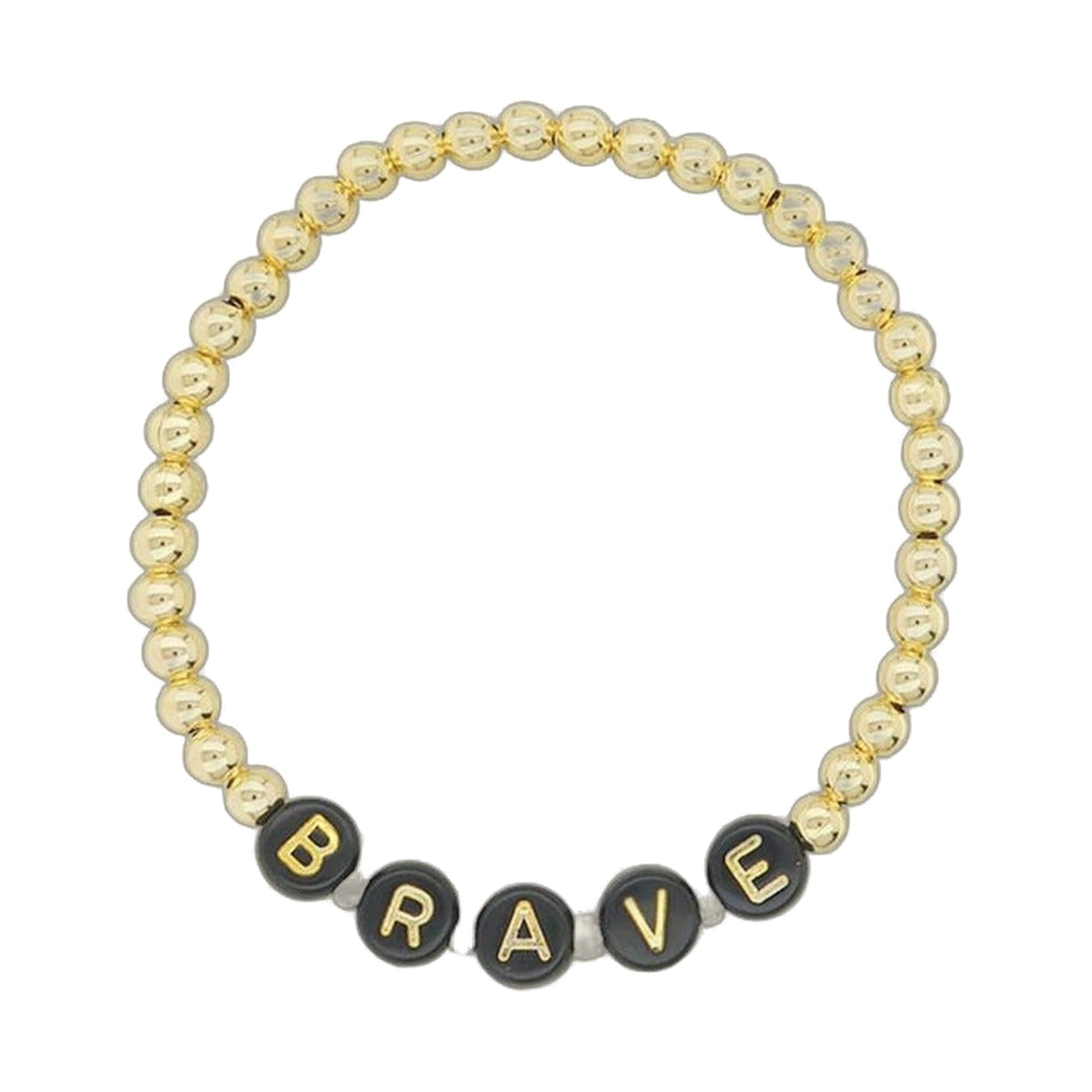 Lorelai Brave 14k Gold Filled 4mm Beads Bracelet with black BRAVE letter beads by Lauren G Adams on Tampa Home & Garden Store