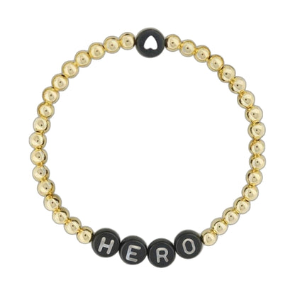Lorelai Hero bracelet with 14k gold-filled 4mm beads and black HERO beads on Tampa Home & Garden Store