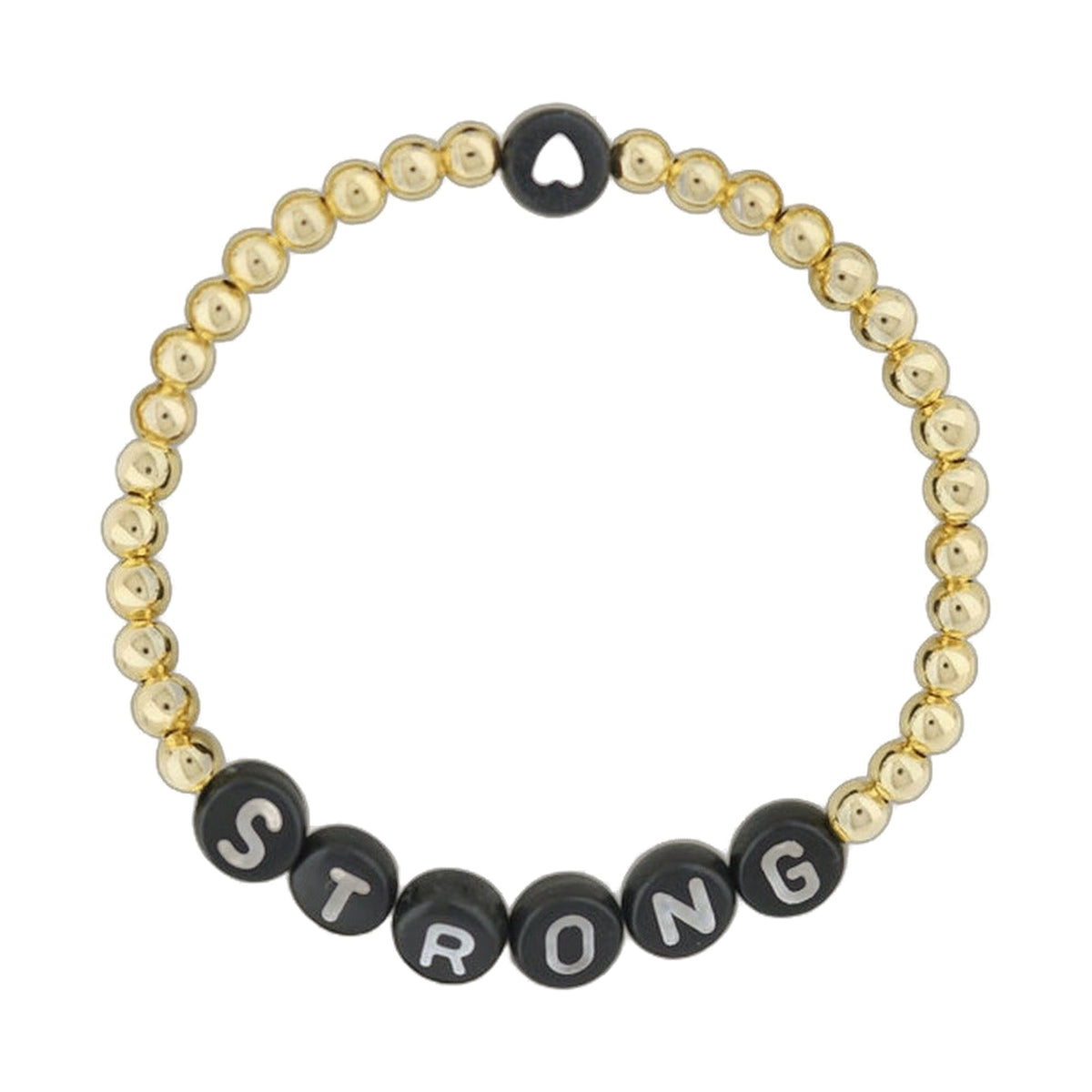 Lorelai Hero bracelet Lauren G Adams with 14k gold filled 4mm beads and black alphabet beads on Tampa Home & Garden Store