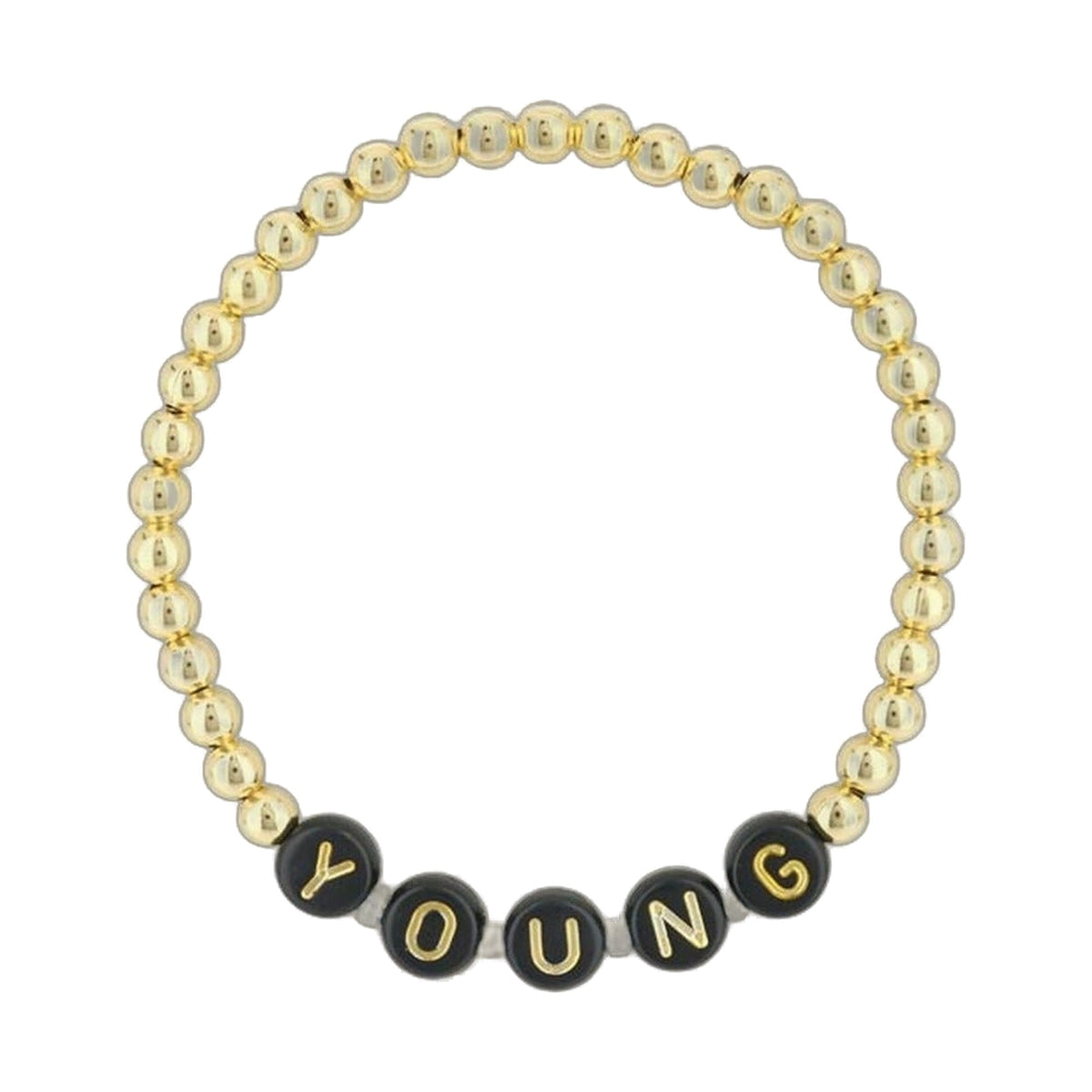 Lorelai Young 14k gold-filled 4mm bead bracelet with black letter beads by Lauren G Adams on Tampa Home & Garden Store