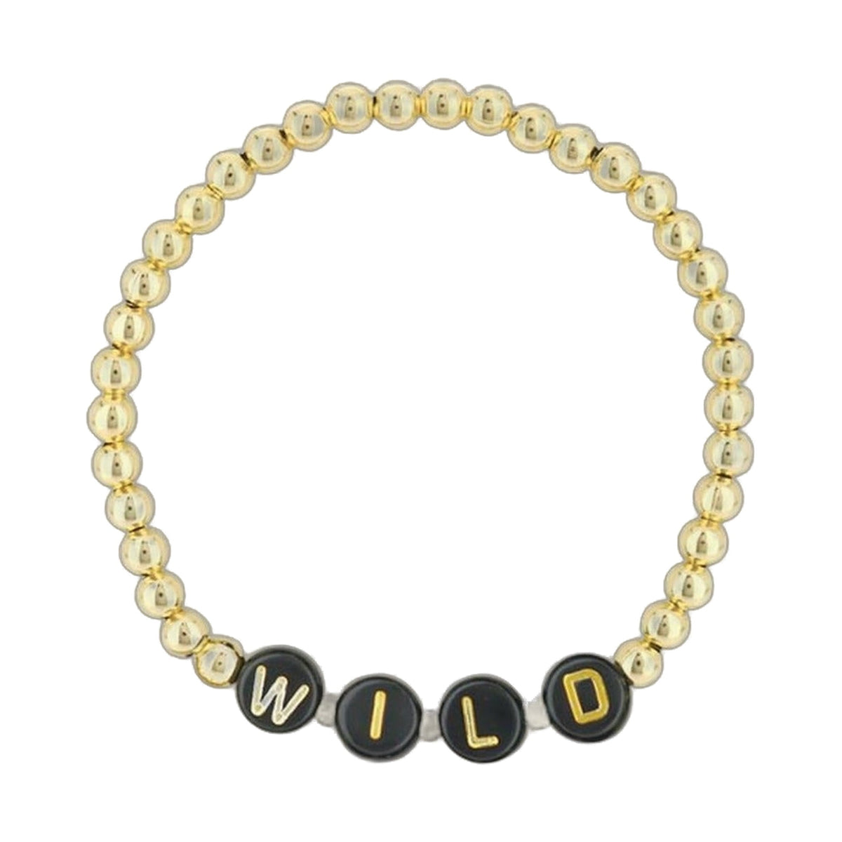 Lorelai Young 14k Gold Filled 4mm beads bracelet with black letter discs WILD Lauren G Adams on Tampa Home & Garden Store