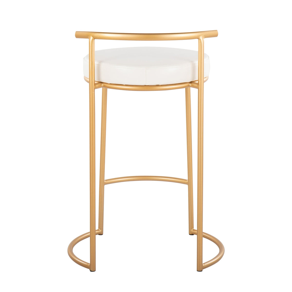 2-pack Round Counter Stool, gold frame, white cushion on Tampa Home & Garden Store