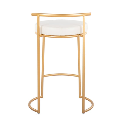 2-pack Round Counter Stool, gold frame, white cushion on Tampa Home & Garden Store