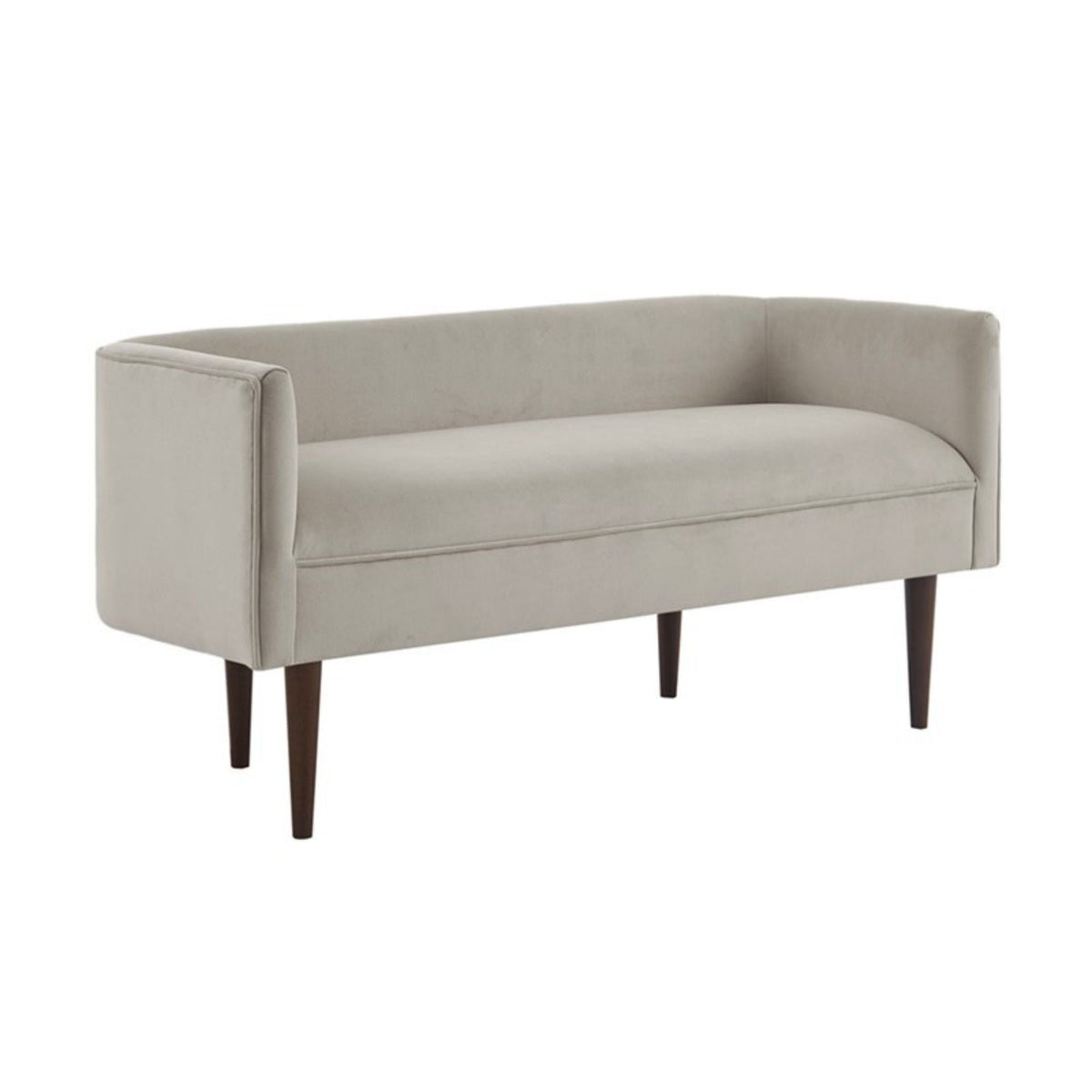 Cream upholstered accent bench with low back & sides, solid wood tapered legs HouseOfZazla on Tampa Home & Garden Store