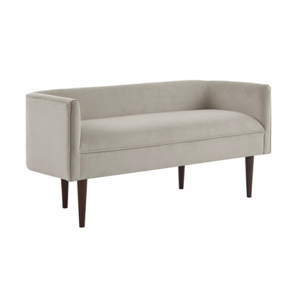 Cream upholstered accent bench with low back & sides, solid wood tapered legs HouseOfZazla on Tampa Home & Garden Store
