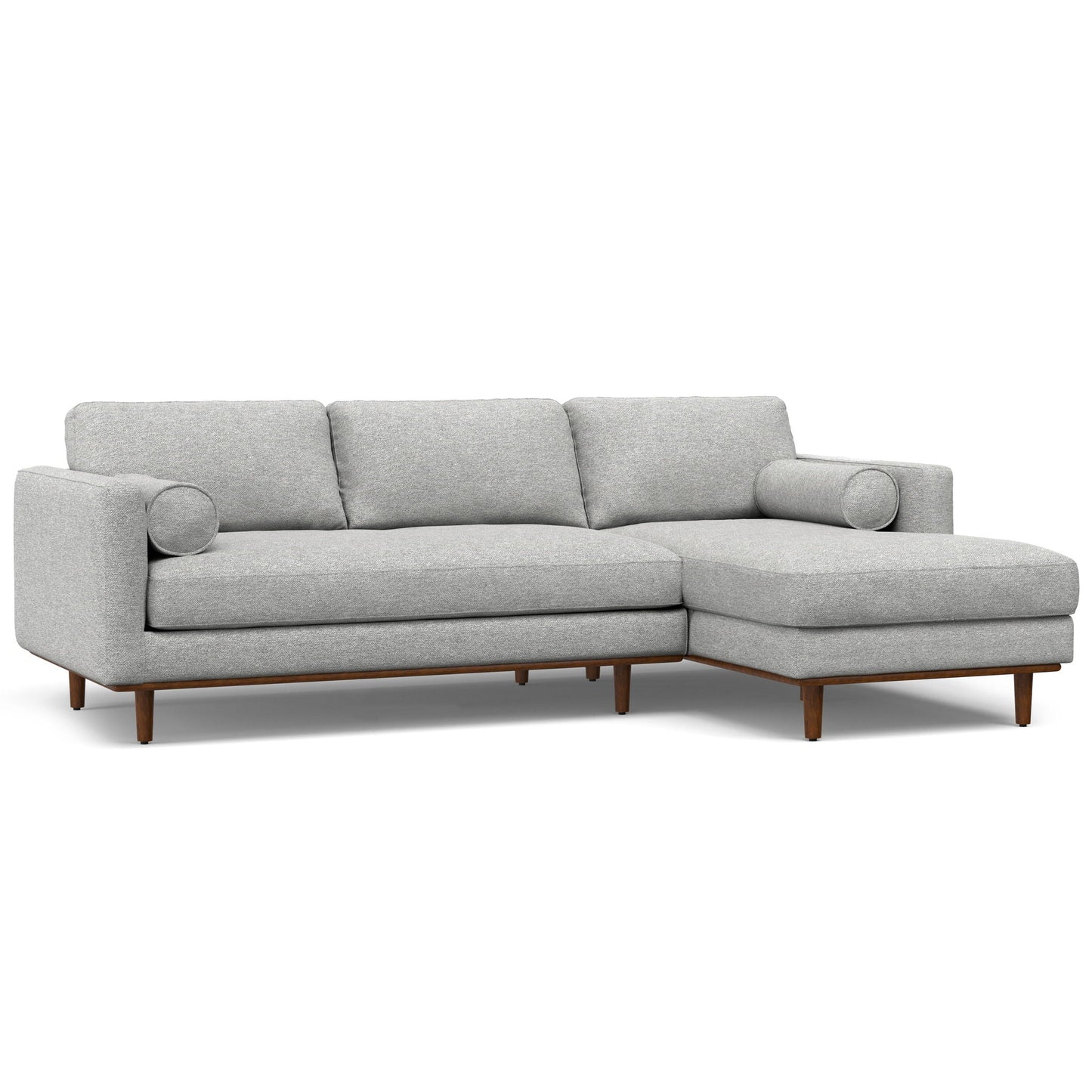 Morrison Upholstered Stationary Sectional Sofa light gray fabric with wood legs HouseOfZazla on Tampa Home & Garden Store