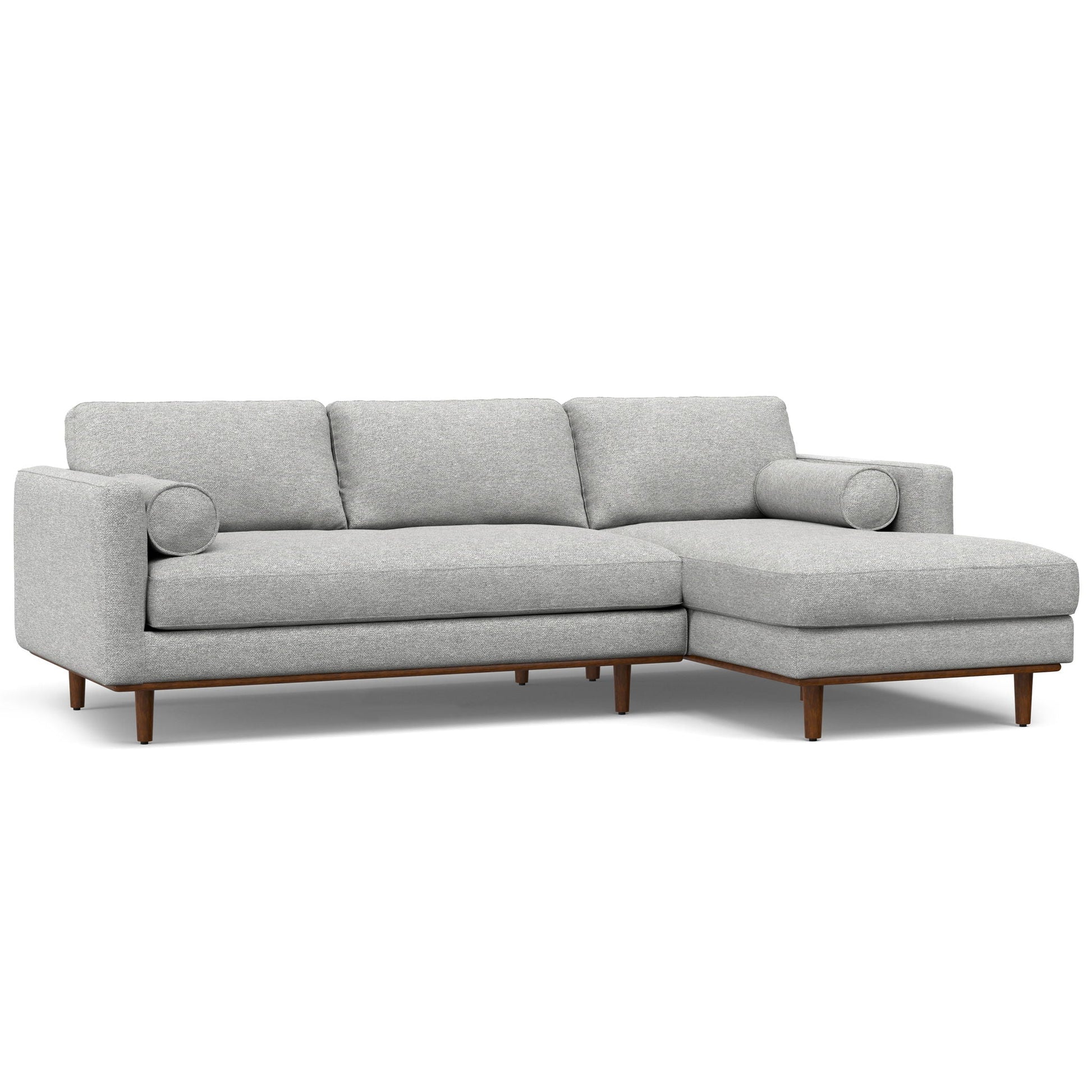 Morrison Upholstered Stationary Sectional Sofa light gray fabric with wood legs HouseOfZazla on Tampa Home & Garden Store