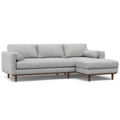 Morrison Upholstered Stationary Sectional Sofa light gray fabric with wood legs HouseOfZazla on Tampa Home & Garden Store
