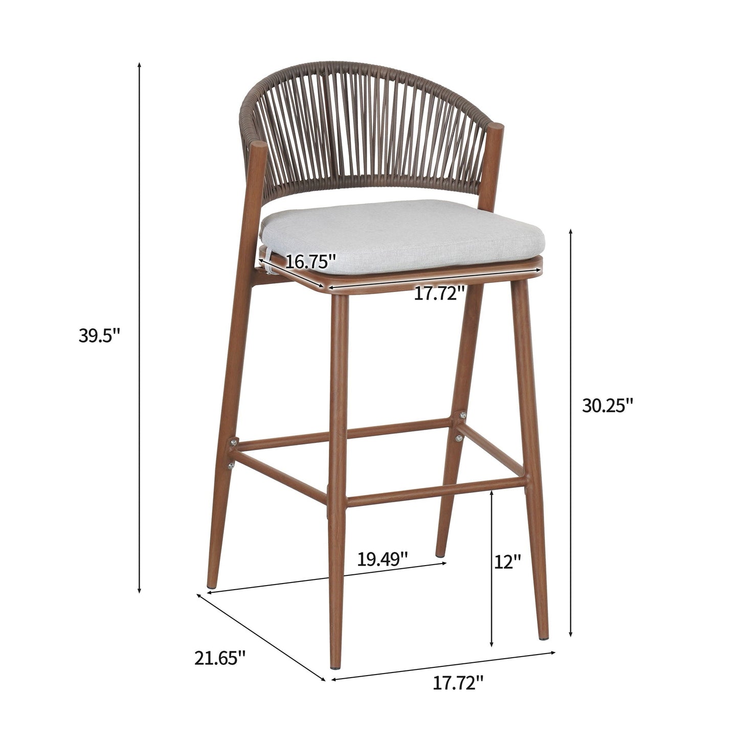 Outdoor Bar Stools With Scallop Cushion And Frame