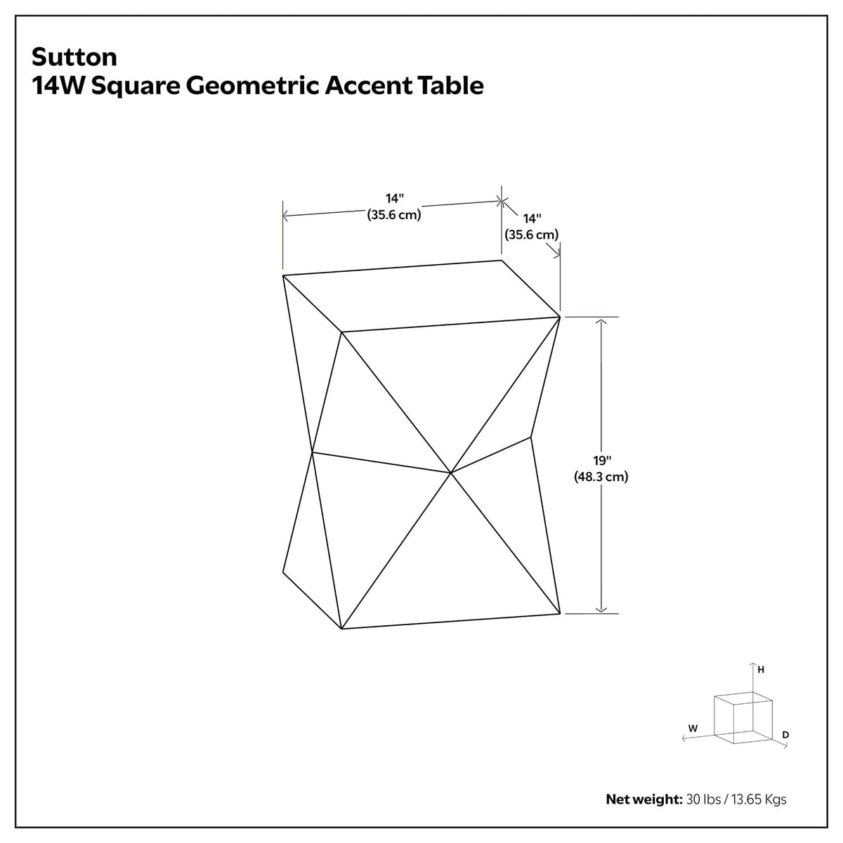 Natural Mango Wood Side Table with Modern Geometric Design by HouseOfZazla, diamond facets on Tampa Home & Garden Store