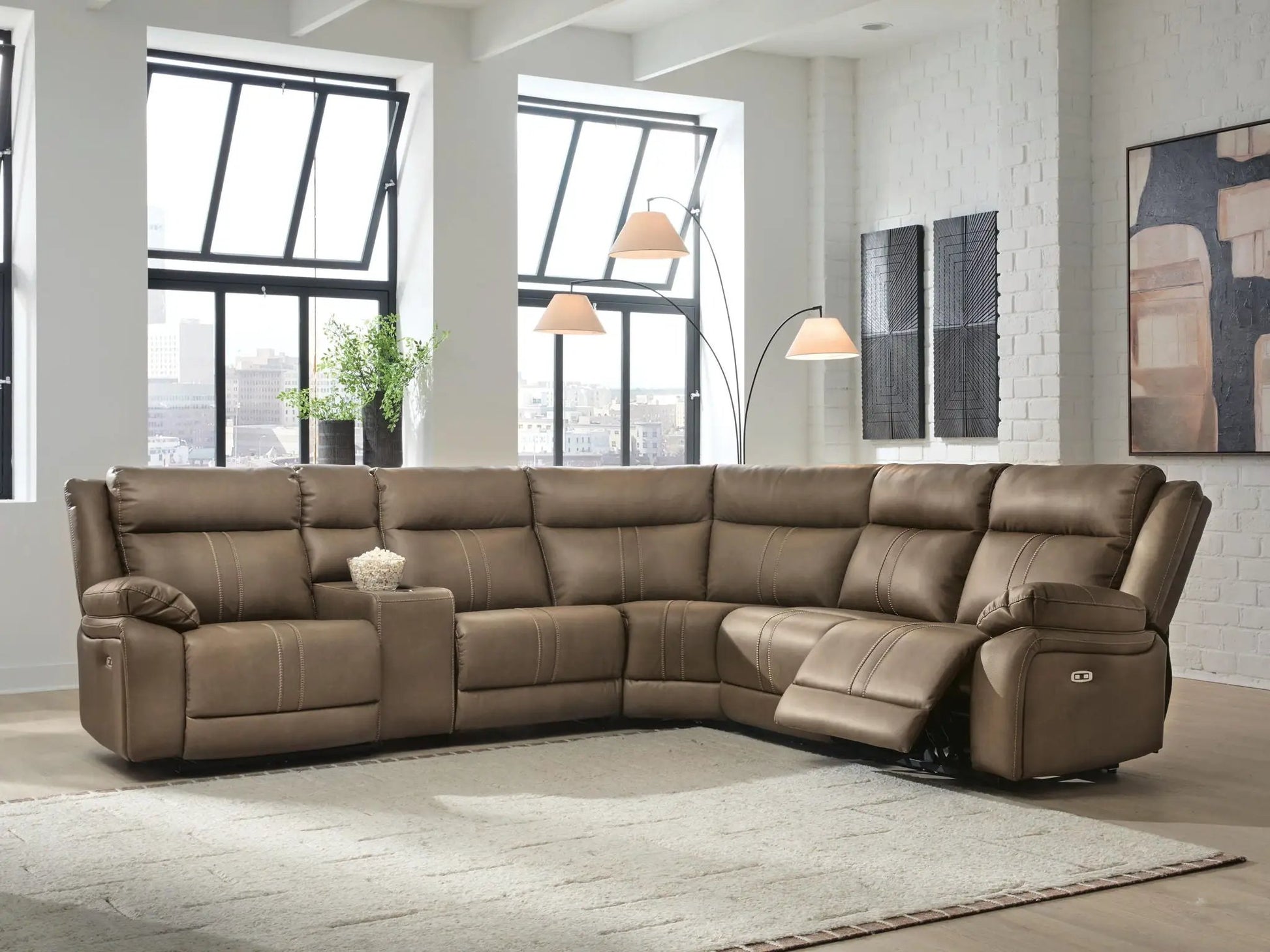 Max-Momentum reclining sectional in brown leather upholstery by Unique Piece Furniture on Tampa Home & Garden Store