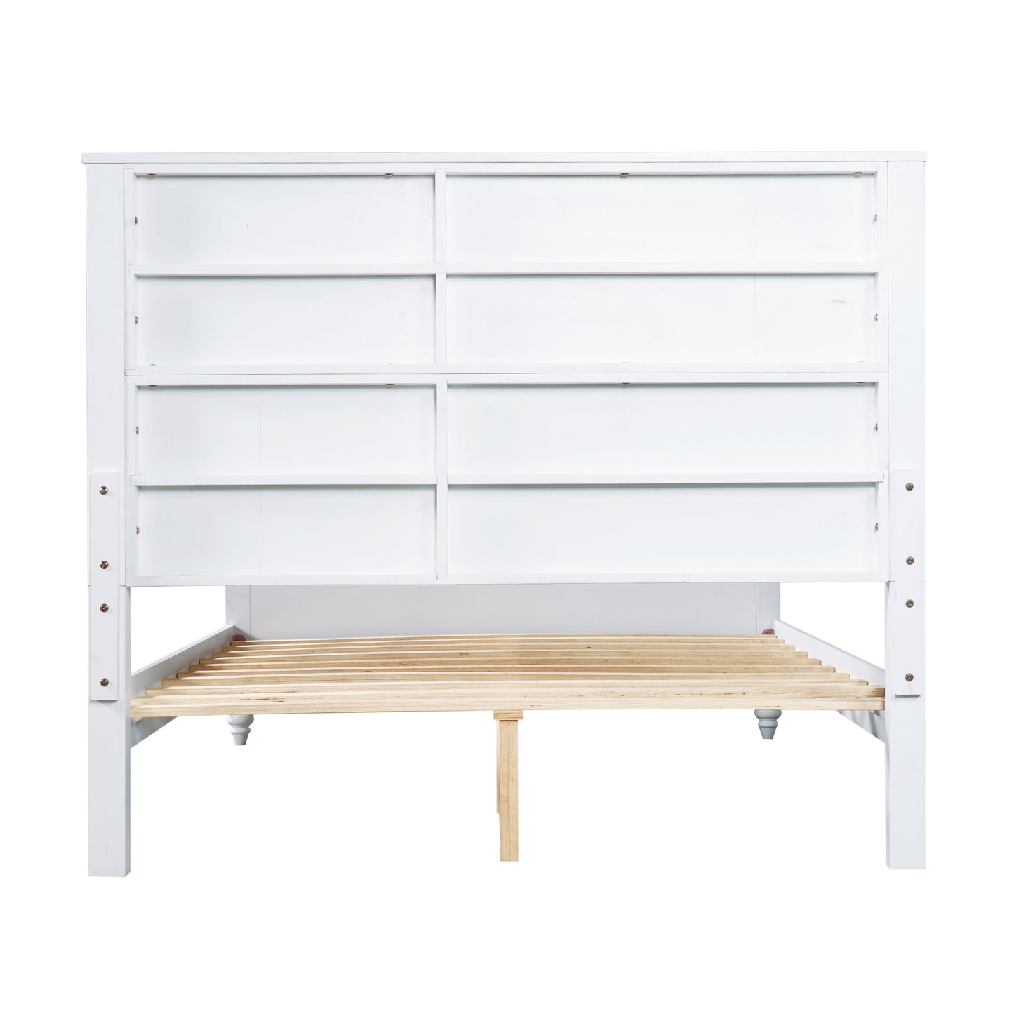 Solid White Queen Bed Frame and Wooden Board