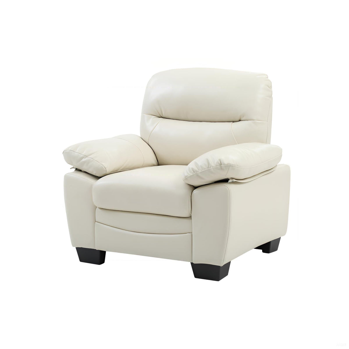 Marta Arm Chair white leather upholstery with cushioned arms and black legs HouseOfZazla on Tampa Home & Garden Store