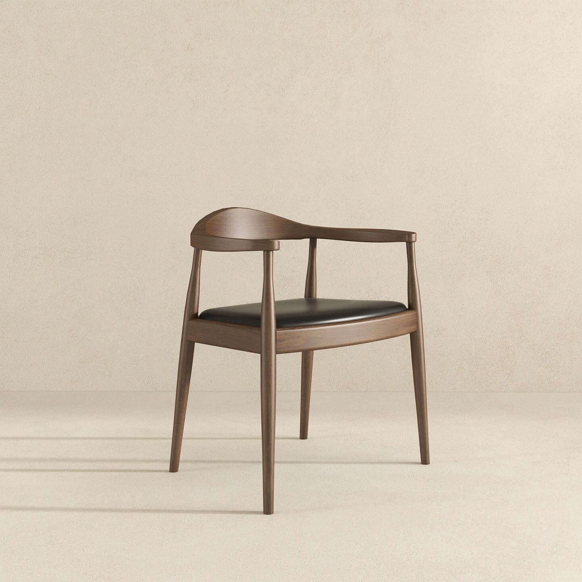 Mid-century dining armchair with armrests in dark brown wood and black seat by HouseOfZazla set of 2 on Tampa Home & Garden Store