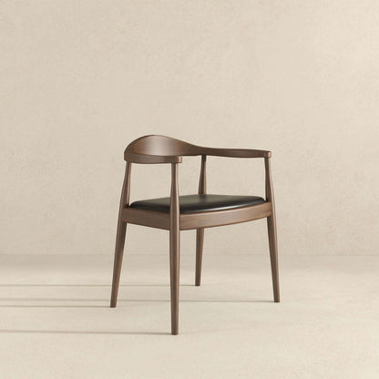Mid-century dining armchair with armrests in dark brown wood and black seat by HouseOfZazla set of 2 on Tampa Home & Garden Store