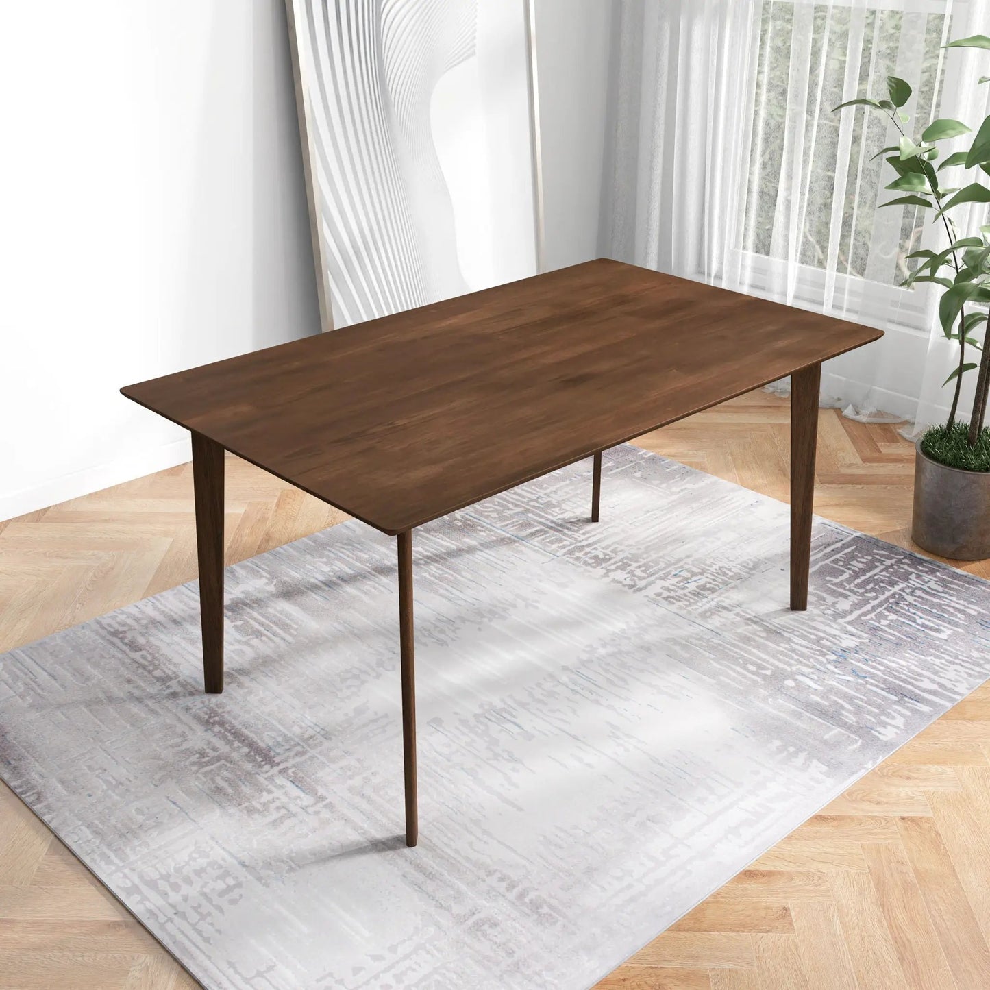 Carlos Dining Table in Solid Wood Brown Finish