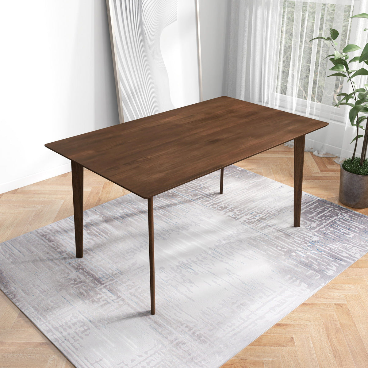 Mid-Century Modern solid wood dining table with beveled edges in dark brown by HouseOfZazla on Tampa Home & Garden Store