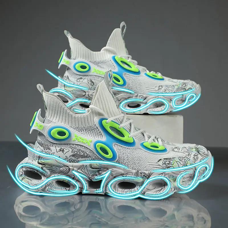 Galaxy Blade Sneaker by FLIPSTYLEZLLC, white mesh with neon rings, luminous sole on Tampa Home & Garden Store