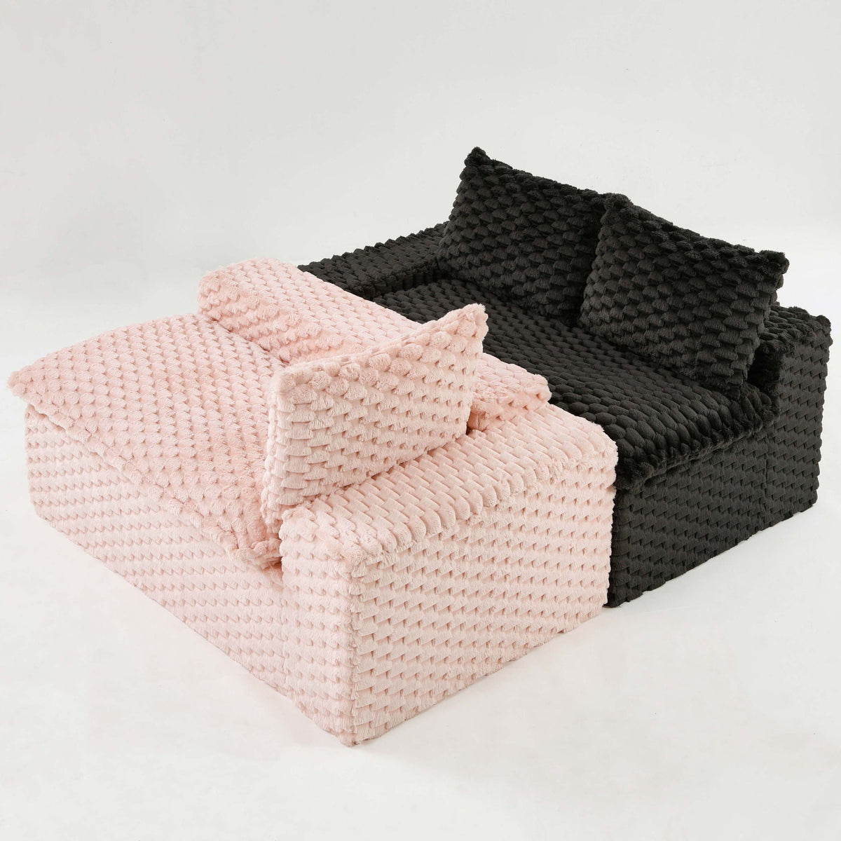 Modular Four Seater Sofa In Pink And Black