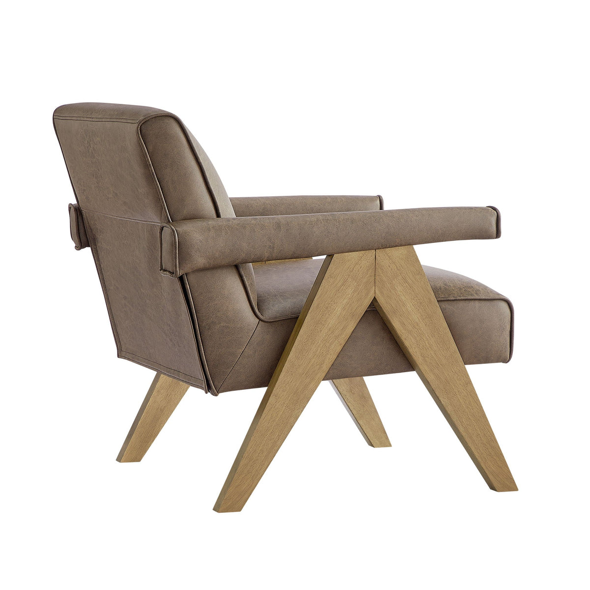 Nessi Arm Chair with Solid Wood A-Frame dark brown leather upholstery on Tampa Home & Garden Store