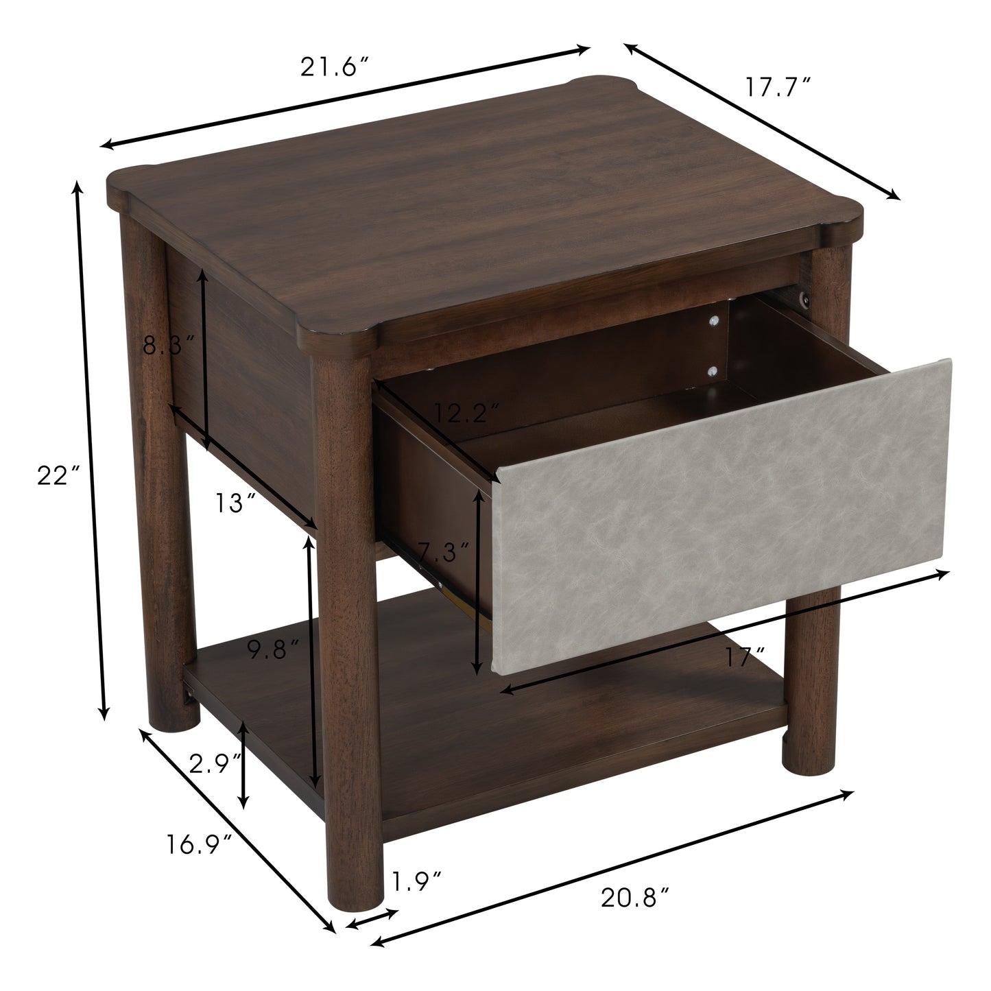 Modern Queen Bed Frame and Two Nightstands