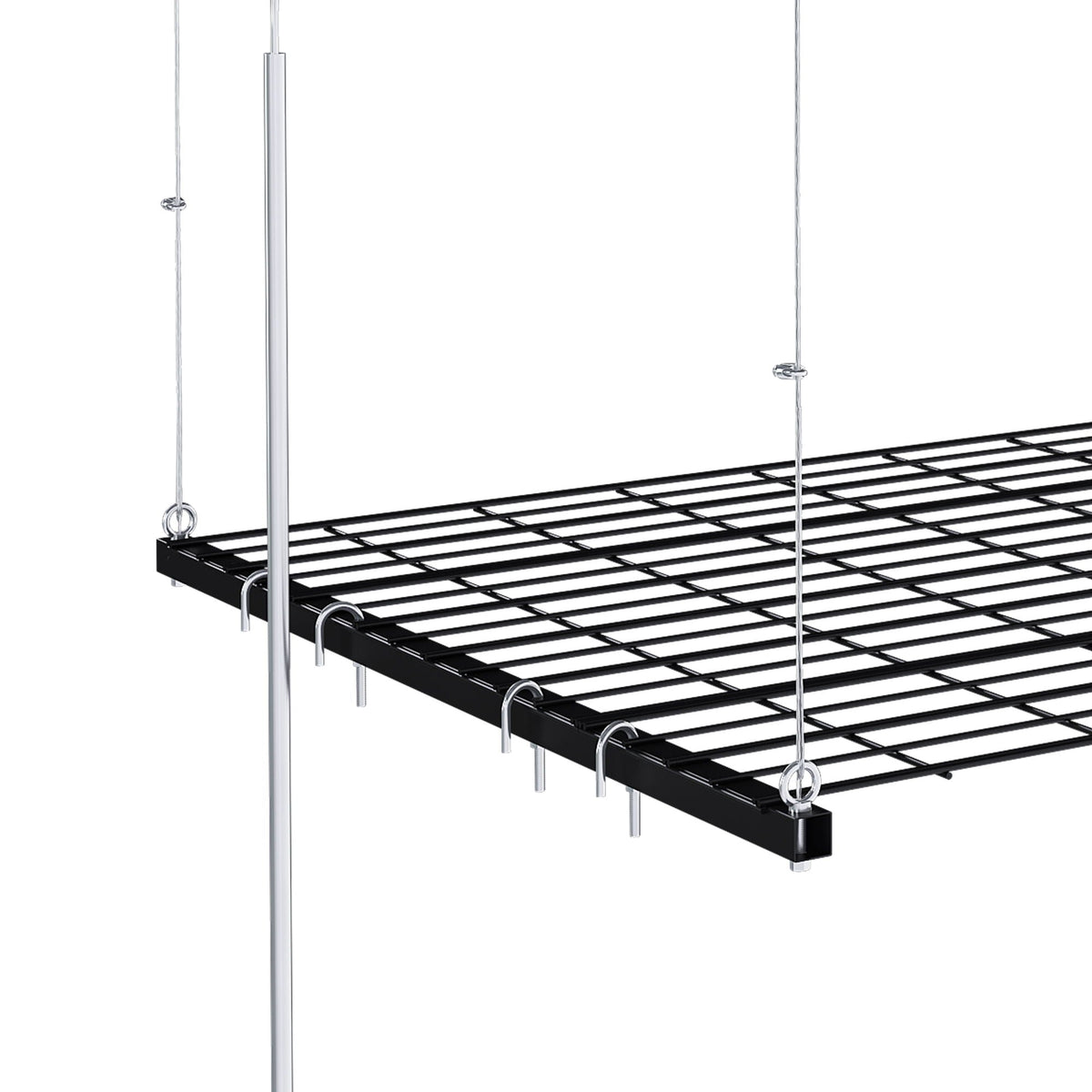 Overhead garage storage rack with crank, black metal grid shelf, HouseOfZazla organizer on Tampa Home & Garden Store