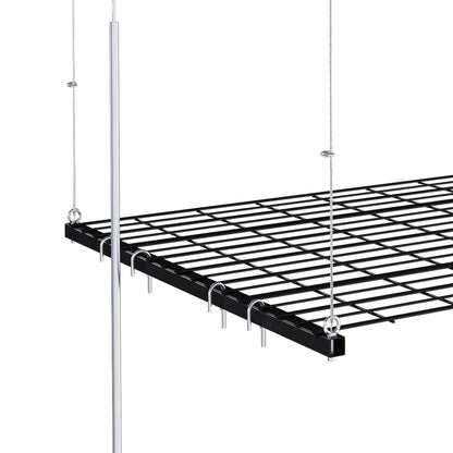 Overhead garage storage rack with crank, black metal grid shelf, HouseOfZazla organizer on Tampa Home & Garden Store