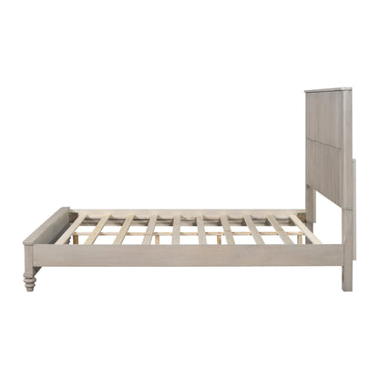 Solid Wood Queen Platform Bed with Tall Headboard