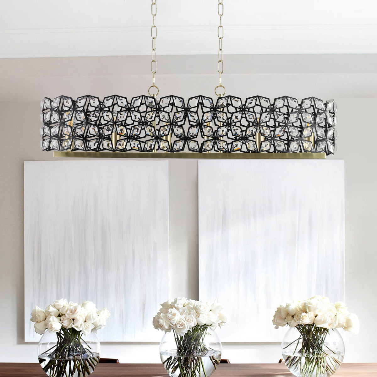 39-inch Crystal and Black-Gold Pendant Chandelier by HouseOfZazla on Tampa Home & Garden Store
