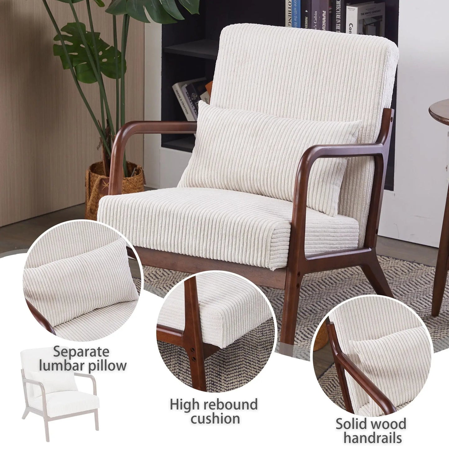 Modern Accent Chair with Pillow and Wood Frame