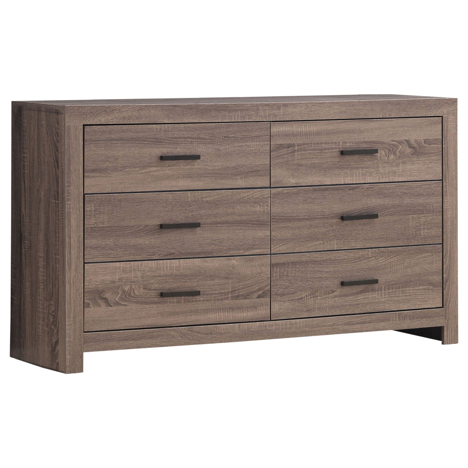 Geary 4-drawer dresser in dark brown woodgrain with black bar pulls by HouseOfZazla on Tampa Home & Garden Store
