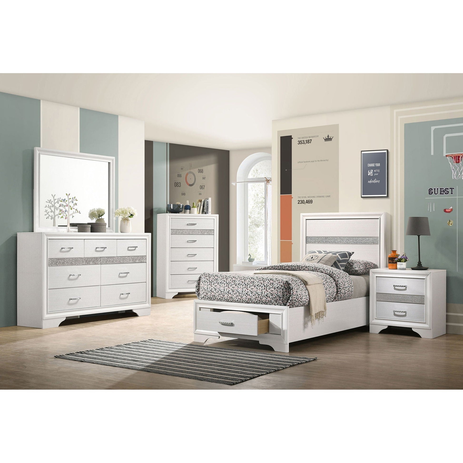 Urbana storage panel bed in white with underbed drawers, by HouseOfZazla on Tampa Home & Garden Store